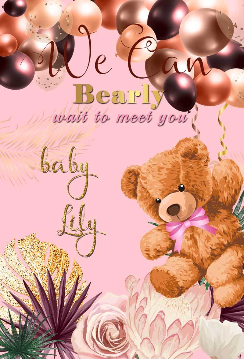 Teddy Bear Baby Shower Theme Backdrop-ubackdrop
