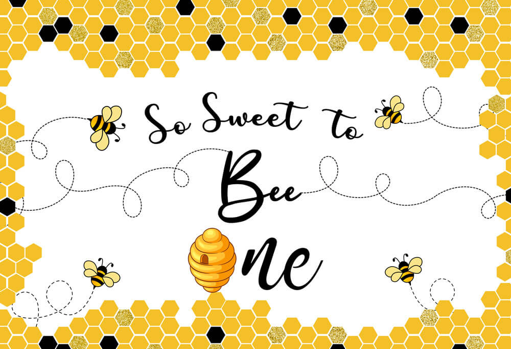 Bee 1st Birthday Backdrop So Sweet to Bee One-ubackdrop