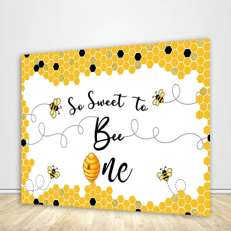 Bee 1st Birthday Backdrop So Sweet to Bee One-ubackdrop