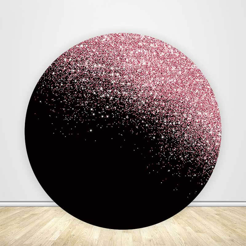 Black Rose Gold Glitter Round Backdrop Cover-ubackdrop