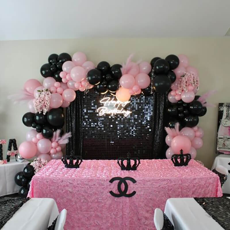 Black Shimmer Wall Panels – Easy Setup Wedding/Event/Theme Party Decorations-ubackdrop