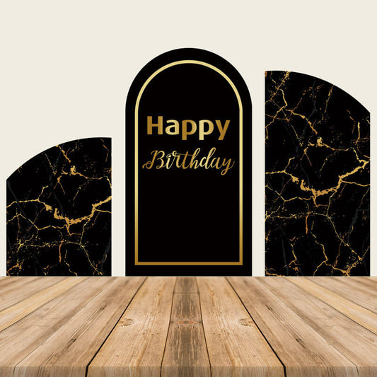 Black and Gold Marble Chiara Arched Wall Covers-ubackdrop