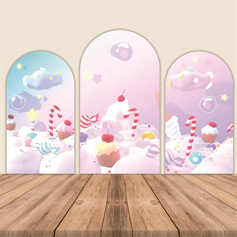 Candyland Birthday Arch Walls Backdrop-ubackdrop