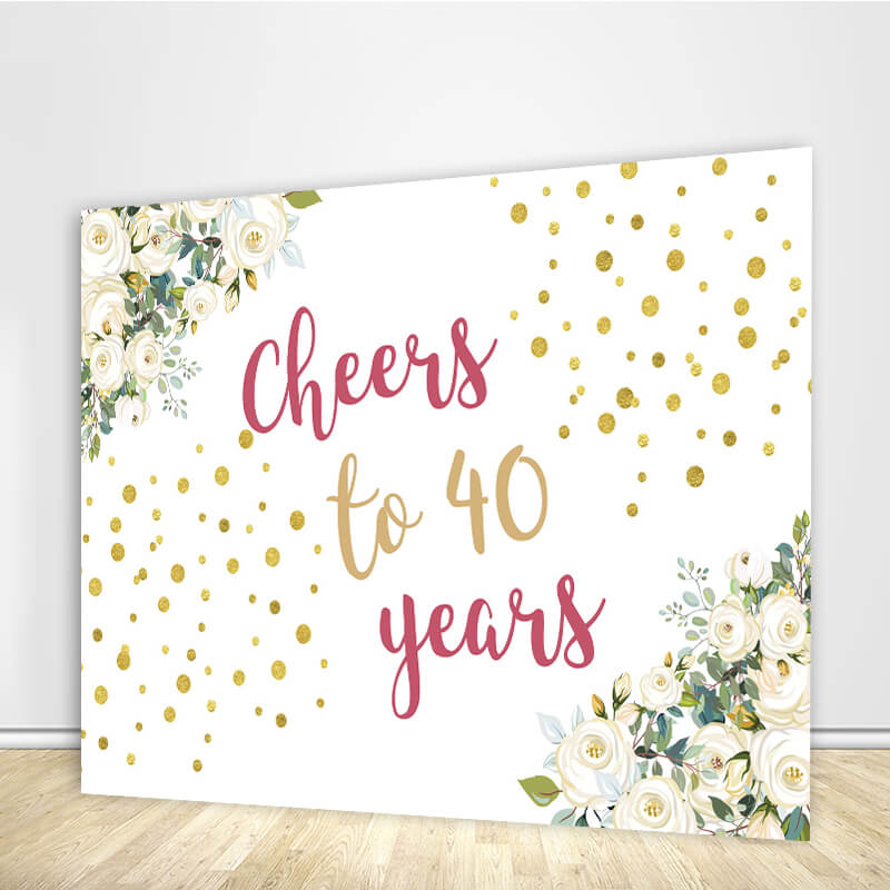 Cheers to 40 Years Backdrop 40th Birthday Banner-ubackdrop