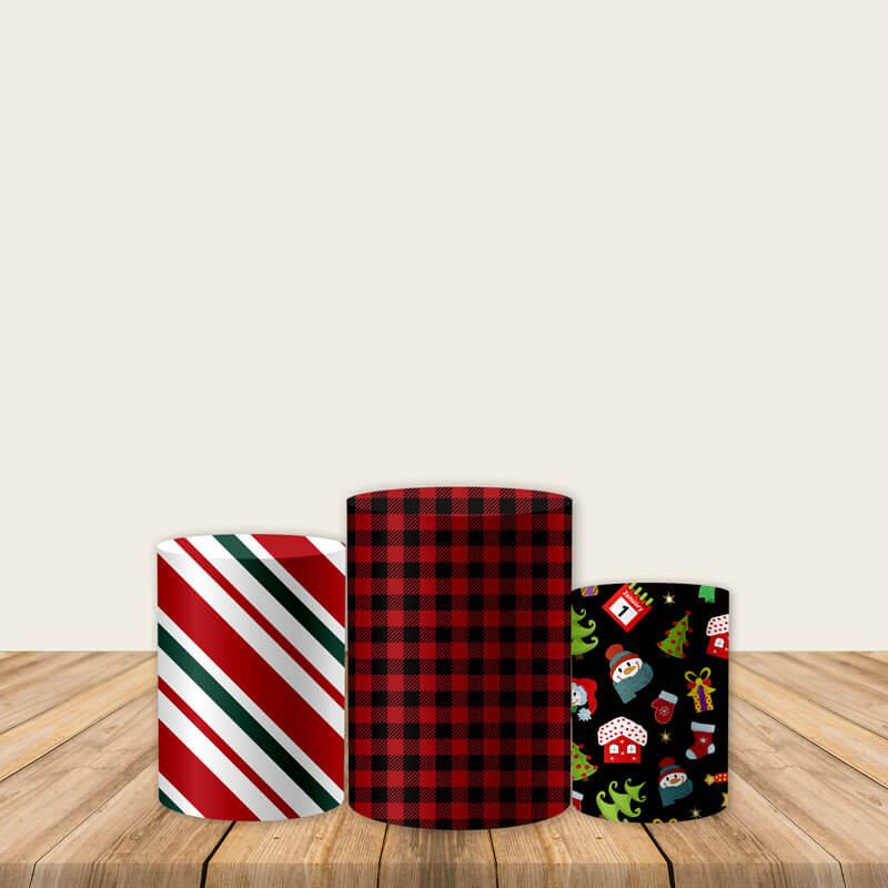 Christmas Pajama Party Fabric Printed Pedestal Cover-ubackdrop