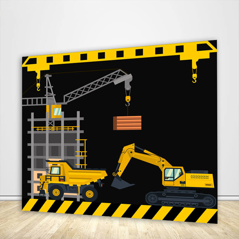 Construction Dump Truck Birthday Party Backdrop-ubackdrop