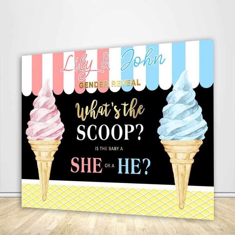 Custom Girl or Boy Gender Reveal Backdrop Blue or Pink Gender Reveal Photo Backdrop-ubackdrop