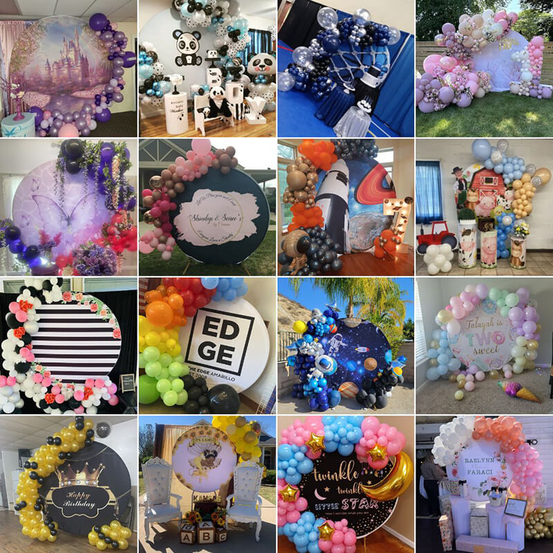Custom Round Fabric Backdrop for Birthday&Baby Shower&Wedding&Any Other Party-ubackdrop