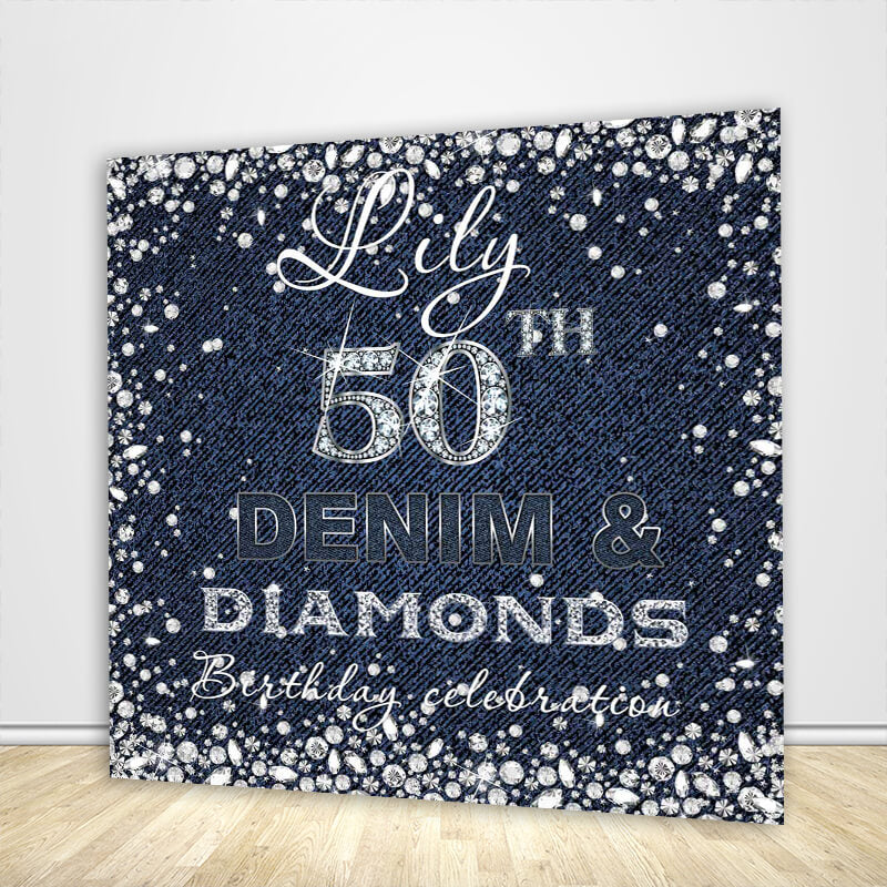 Denim Diamonds Birthday Party Backdrop-ubackdrop