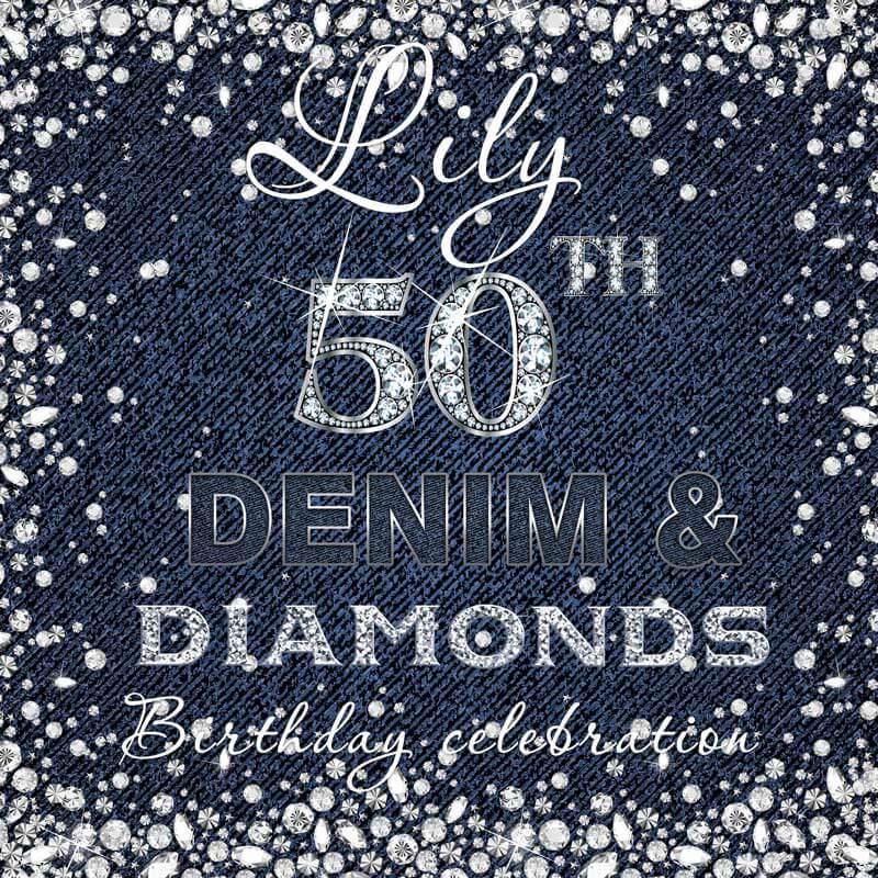 Denim Diamonds Birthday Party Backdrop-ubackdrop