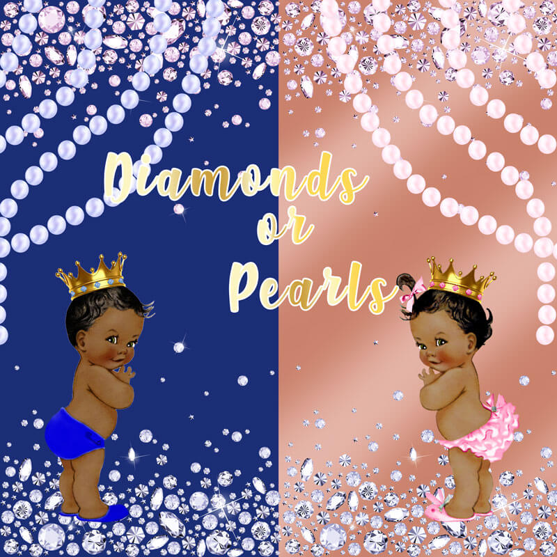Diamonds or Pearls Gender Reveal Backdrop-ubackdrop