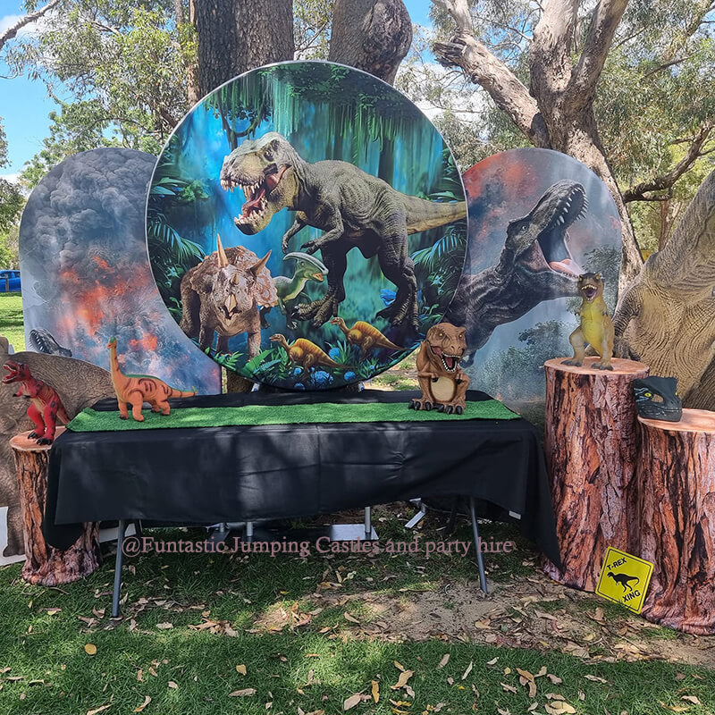 Dinosaur Custom Round Backdrop Dinosaur Theme Baby Shower Birthday Party Decorations-ubackdrop