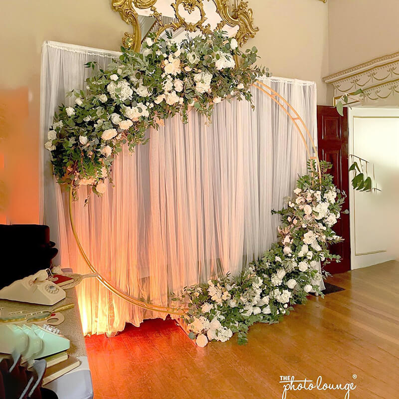 6.5ft Gold Wedding Arch Backdrop Stand Double Layer Round Stand Party Decoration-ubackdrop