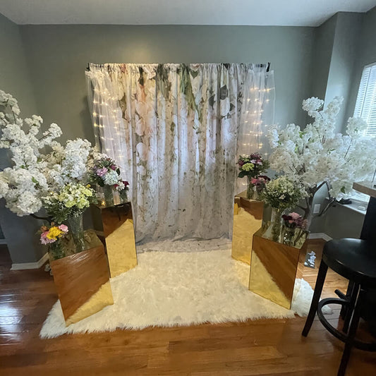 White and Pink Rose Flower Custom Backdrop-ubackdrop