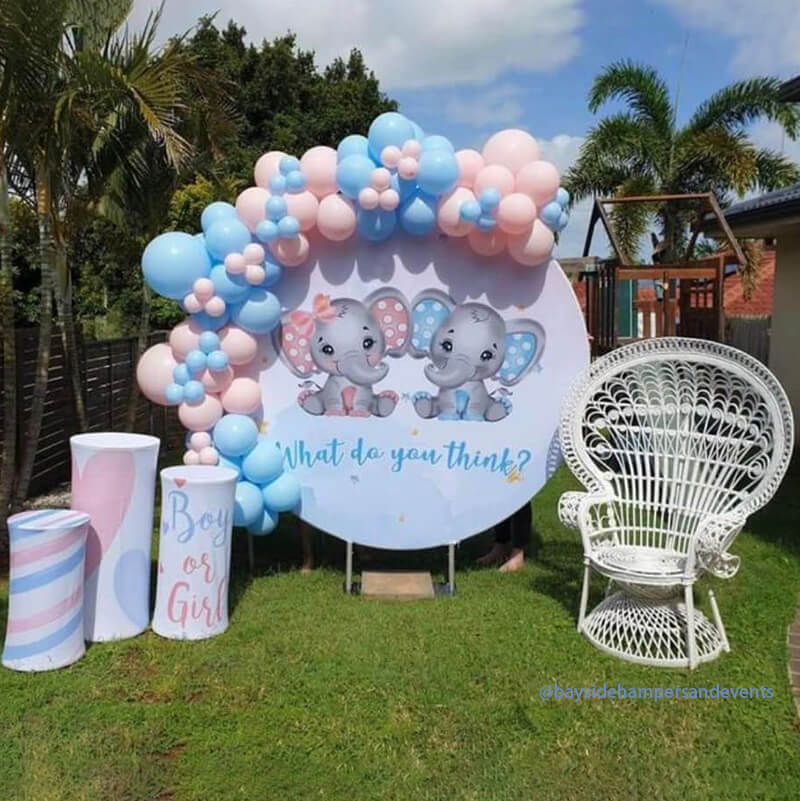 Elephant Baby Shower Round Backdrop-ubackdrop