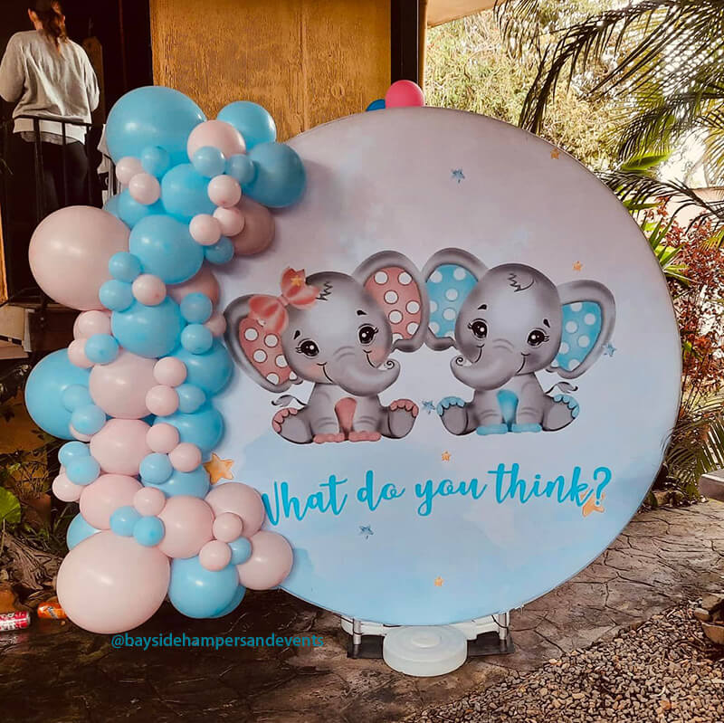 Elephant Baby Shower Round Backdrop-ubackdrop