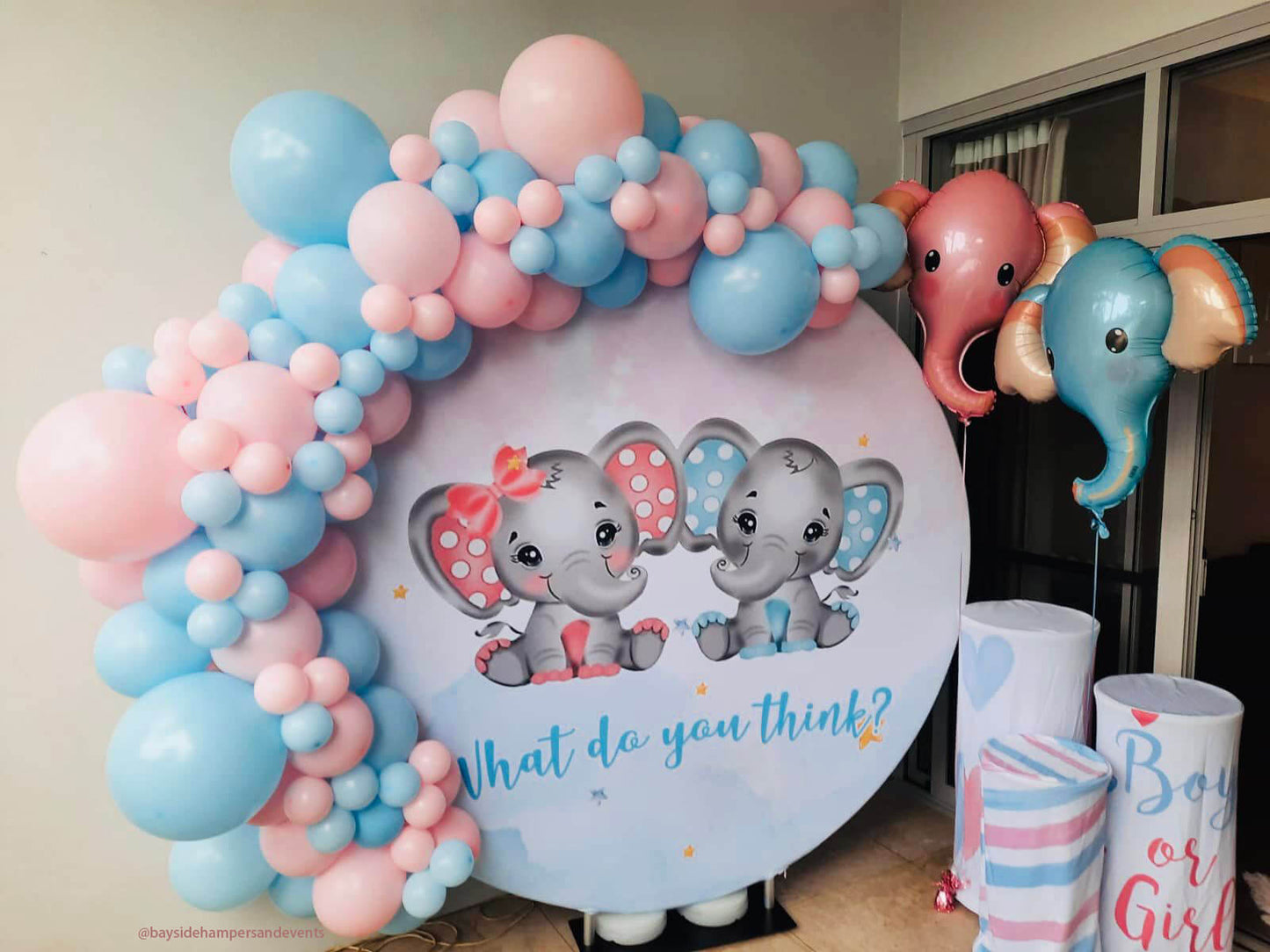 Elephant Baby Shower Round Backdrop-ubackdrop