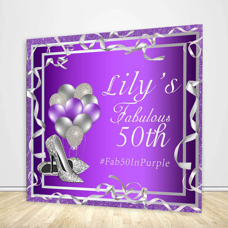 Fabulous 50 In Purple Backdrop-ubackdrop