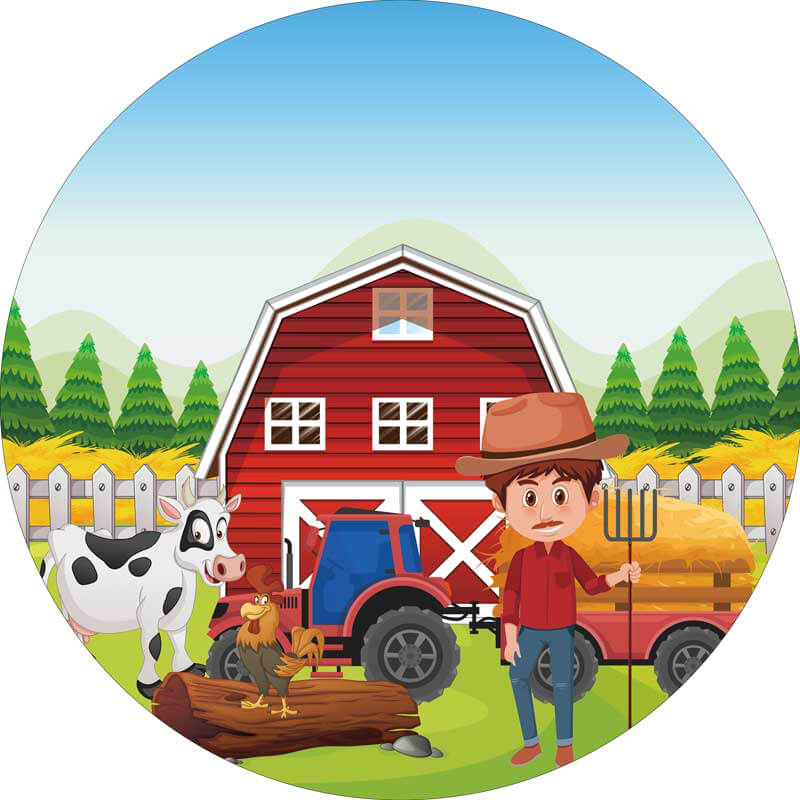Farm Theme Party Round Backdrop Cover-ubackdrop