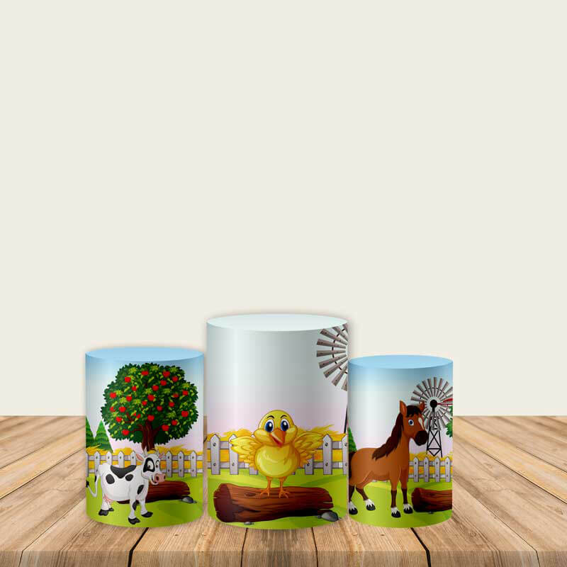 Farm Theme Party Fabric Pedestal Covers-ubackdrop