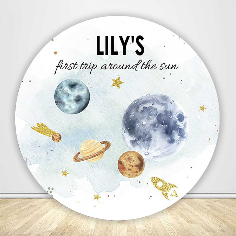 First Trip Around The Sun Birthday Party Backdrop-ubackdrop