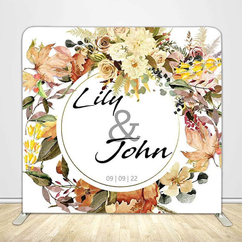 Floral Wreath Tension Fabric Backdrop Frame with Cover-ubackdrop