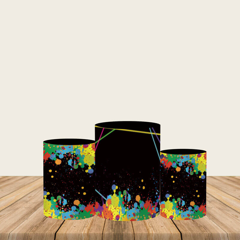 Glow Neon Birthday Plinth Cover Printed Fabric Pedestal Cover-ubackdrop
