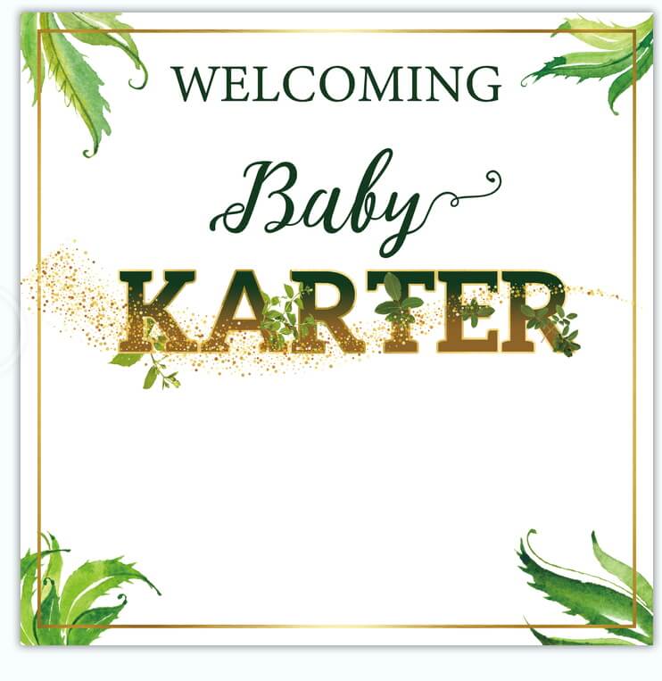 Gold Glitter Green Baby Shower Floor Decal-ubackdrop