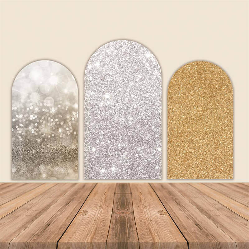 Gold and Silver Glitter Chiara Arch Backdrop Covers-ubackdrop