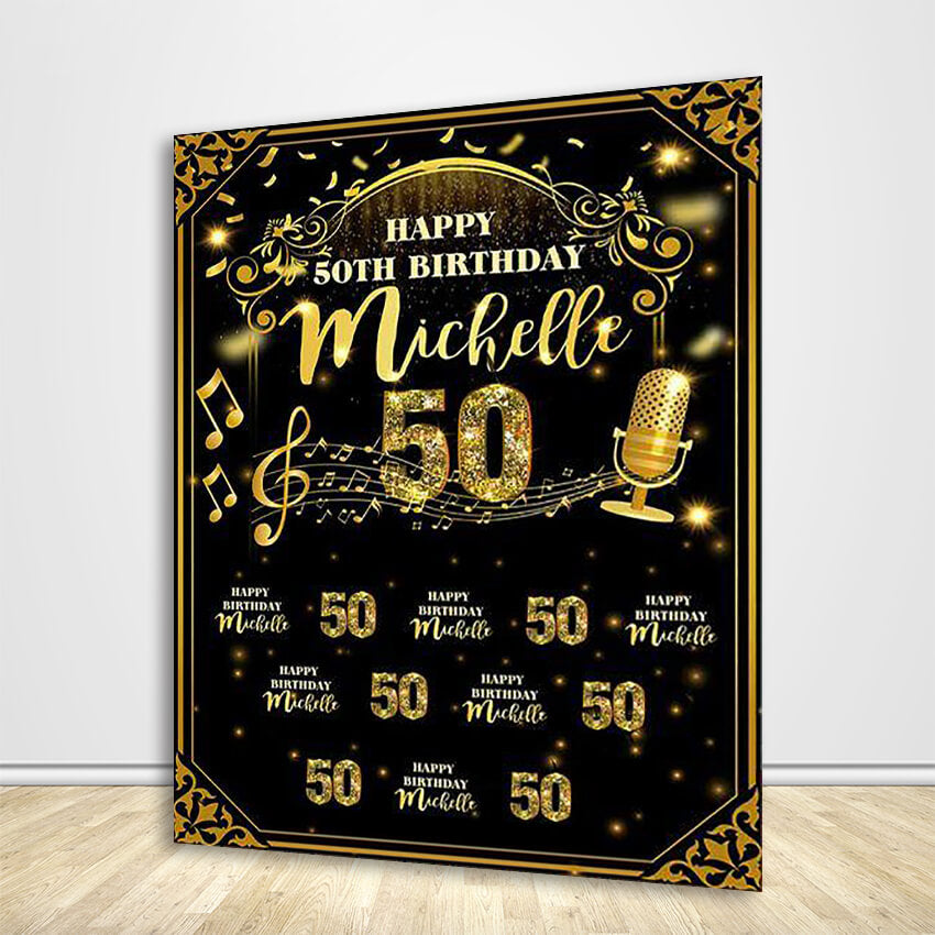 Golden Birthday Theme Custom Backdrop-ubackdrop