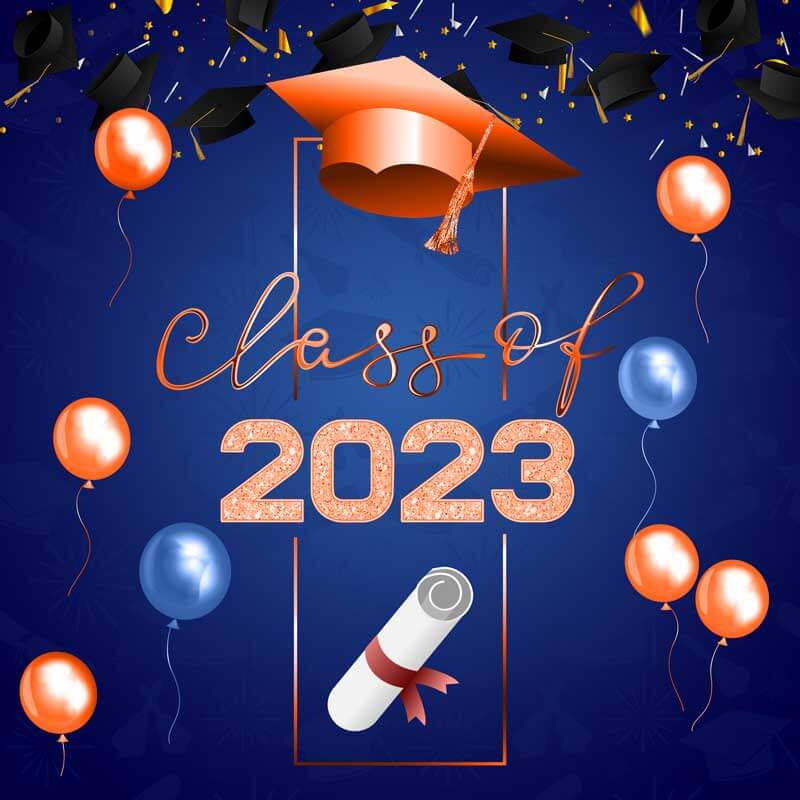 Graduation Blue and Orange Backdrop-ubackdrop