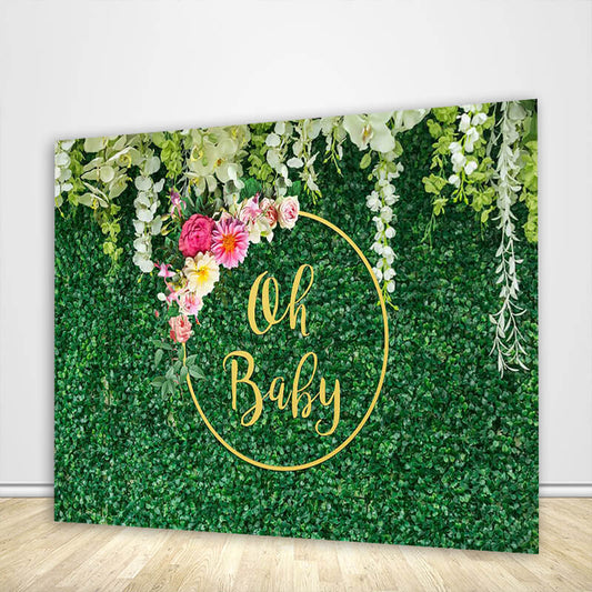 Greenery Baby Shower Backdrop-ubackdrop