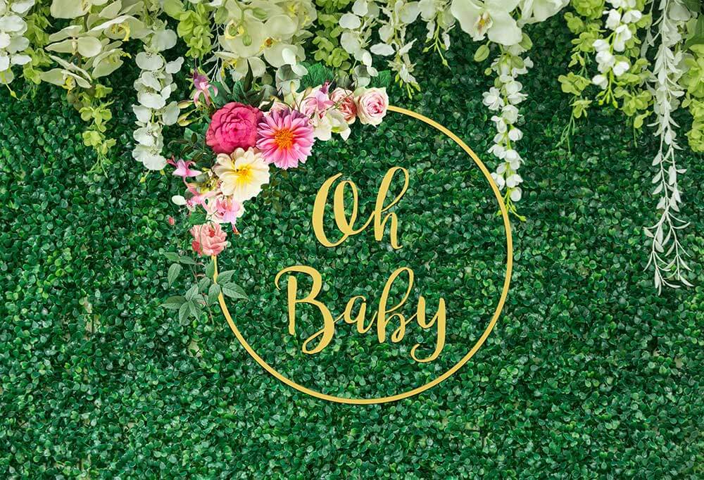 Greenery Baby Shower Backdrop-ubackdrop