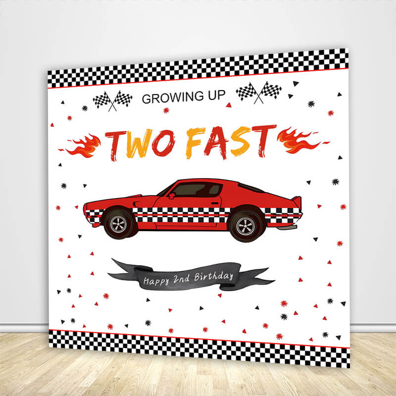 Growing Up Two Fast 2nd Birthday Backdrop-ubackdrop