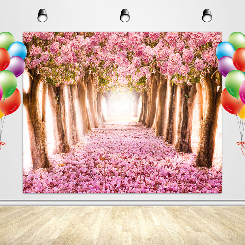 Floral Backdrop Wedding Flower Pink Autumn Backdrop-ubackdrop
