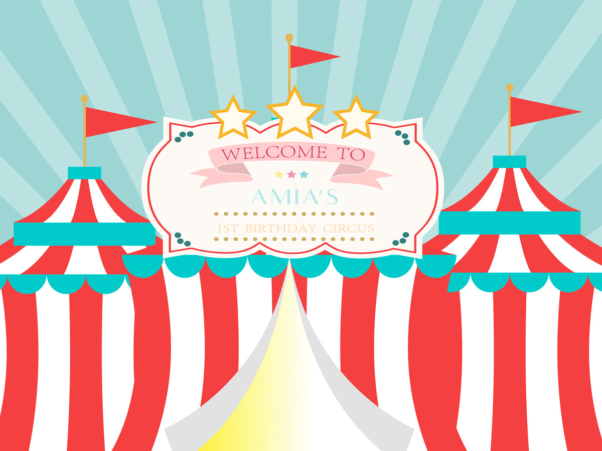 Circus Backdrop,Carnival Baby Shower Backdrop, First Birthday Backdrops-ubackdrop