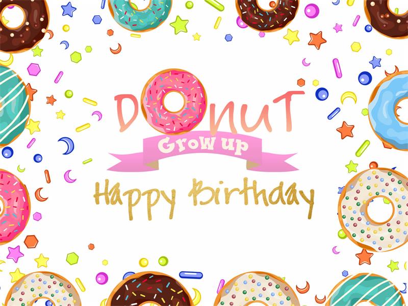 Donut Backdrop Donut Grow Up Banner Birthday Party Theme Backdrop-ubackdrop