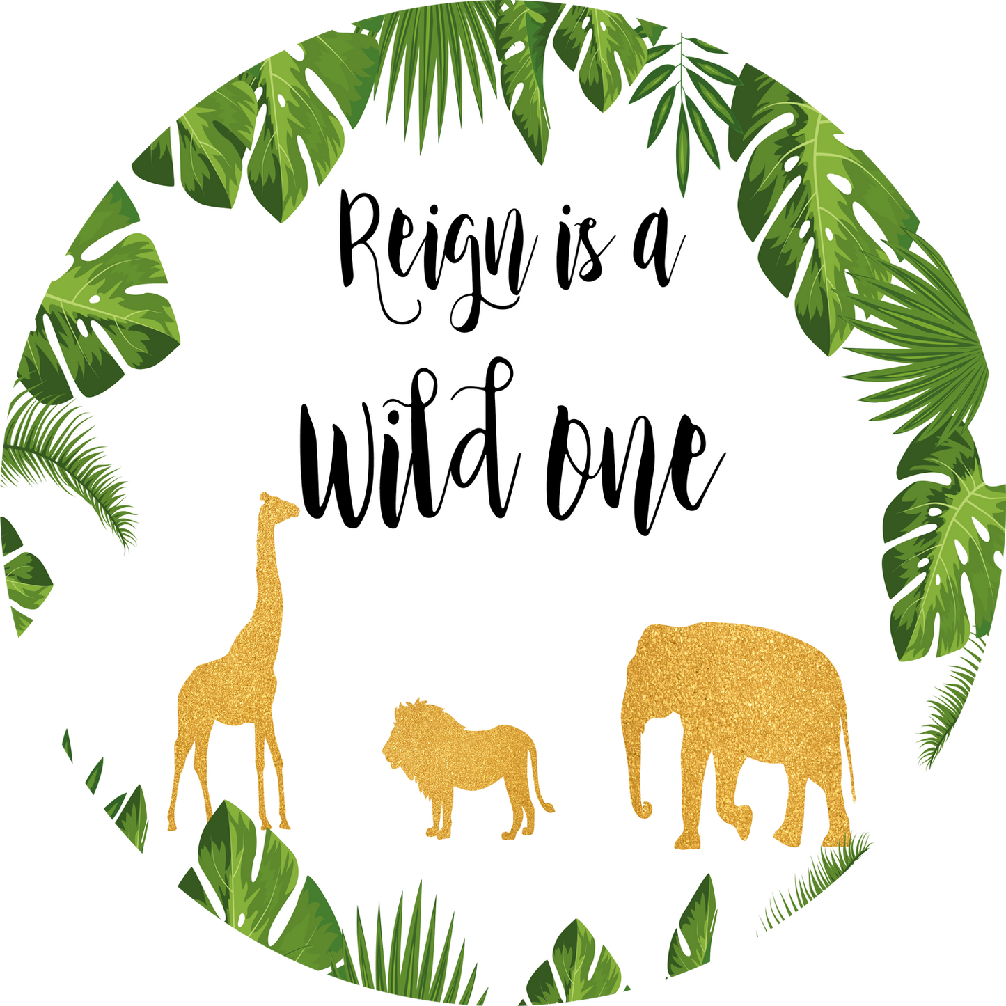 Safari Wild One Round Backdrop Gold Jungle Animals Birthday Baby Shower-ubackdrop