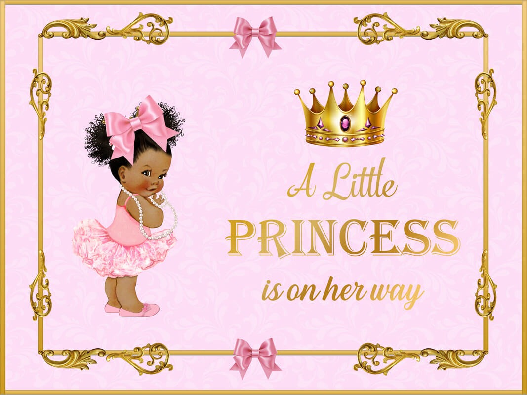 Royal Theme Baby Girl Princess Baby Shower Backdrop Pink 1st Birthday Backdrop-ubackdrop