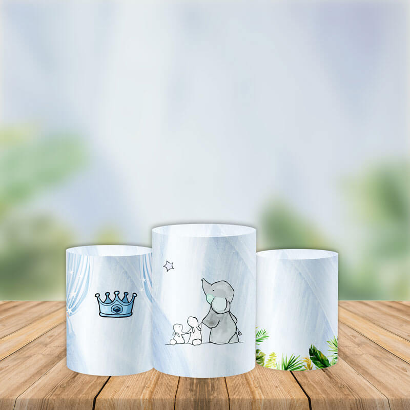 Baby Shower Elephant Utility Pedestal Covers Plinth Cover Printed Fabric Pedestal Cover-ubackdrop