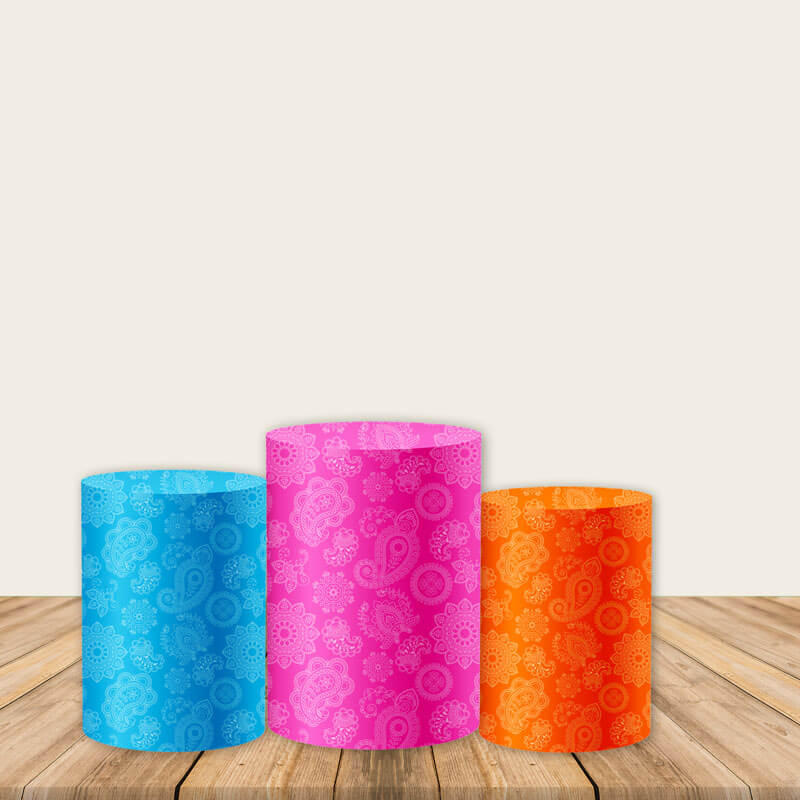 Pink Blue Orange Pedestal Covers Plinth Cover Printed Fabric Party Cylinder Cover-ubackdrop