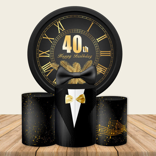 40th Birthday Round Backdrop Circle Backdrop for Men's Birthday Party Decoration-ubackdrop