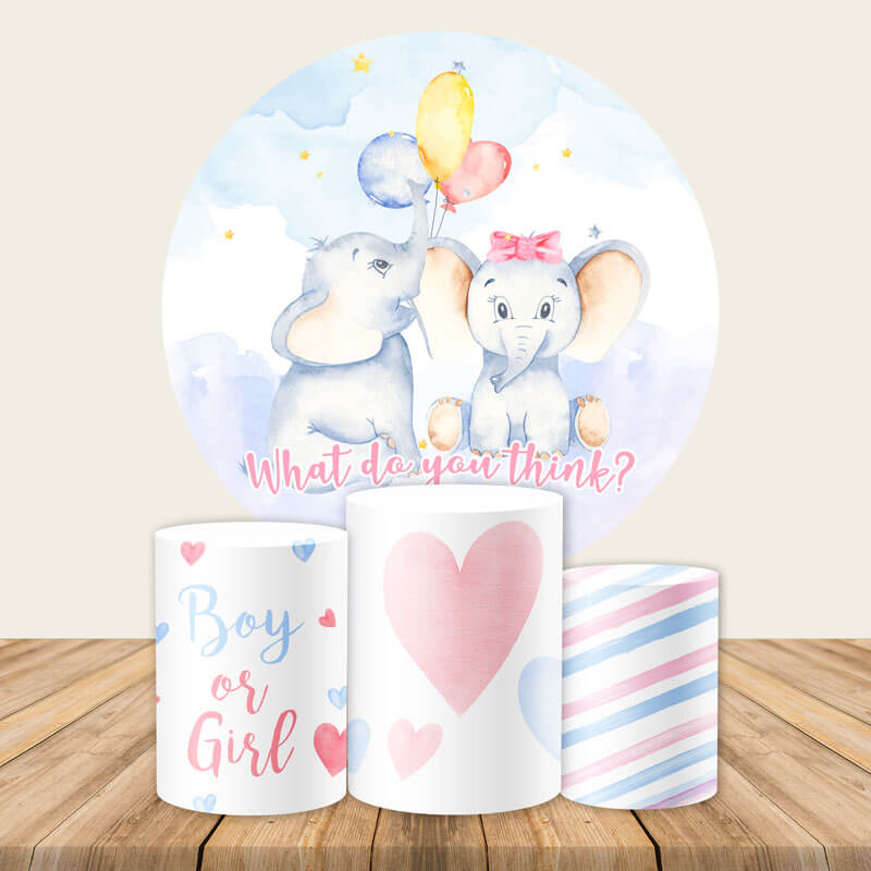 Elephant Baby Shower Round Backdrop Elephant Themed Baby Shower Decorations-ubackdrop