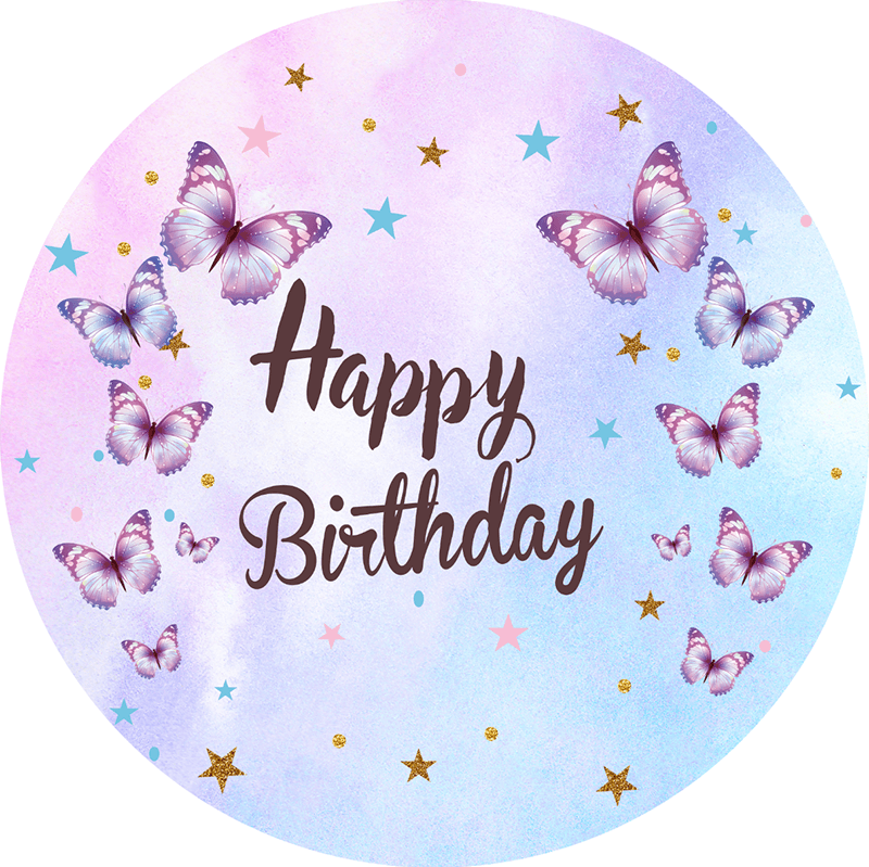 Butterfly Theme Round Backdrop | Birthday Party Decoration - Designed, Printed and Shipped-ubackdrop