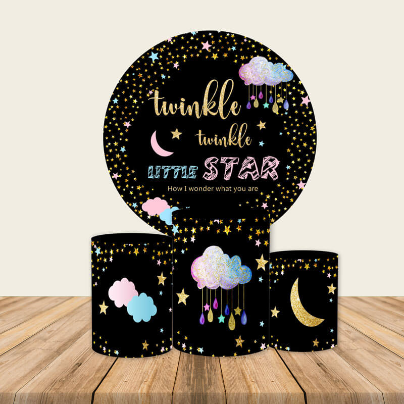 Twinkle Twinkle Little Star Round Backdrop | Birthday Party Decoration - Designed, Printed and Shipped-ubackdrop