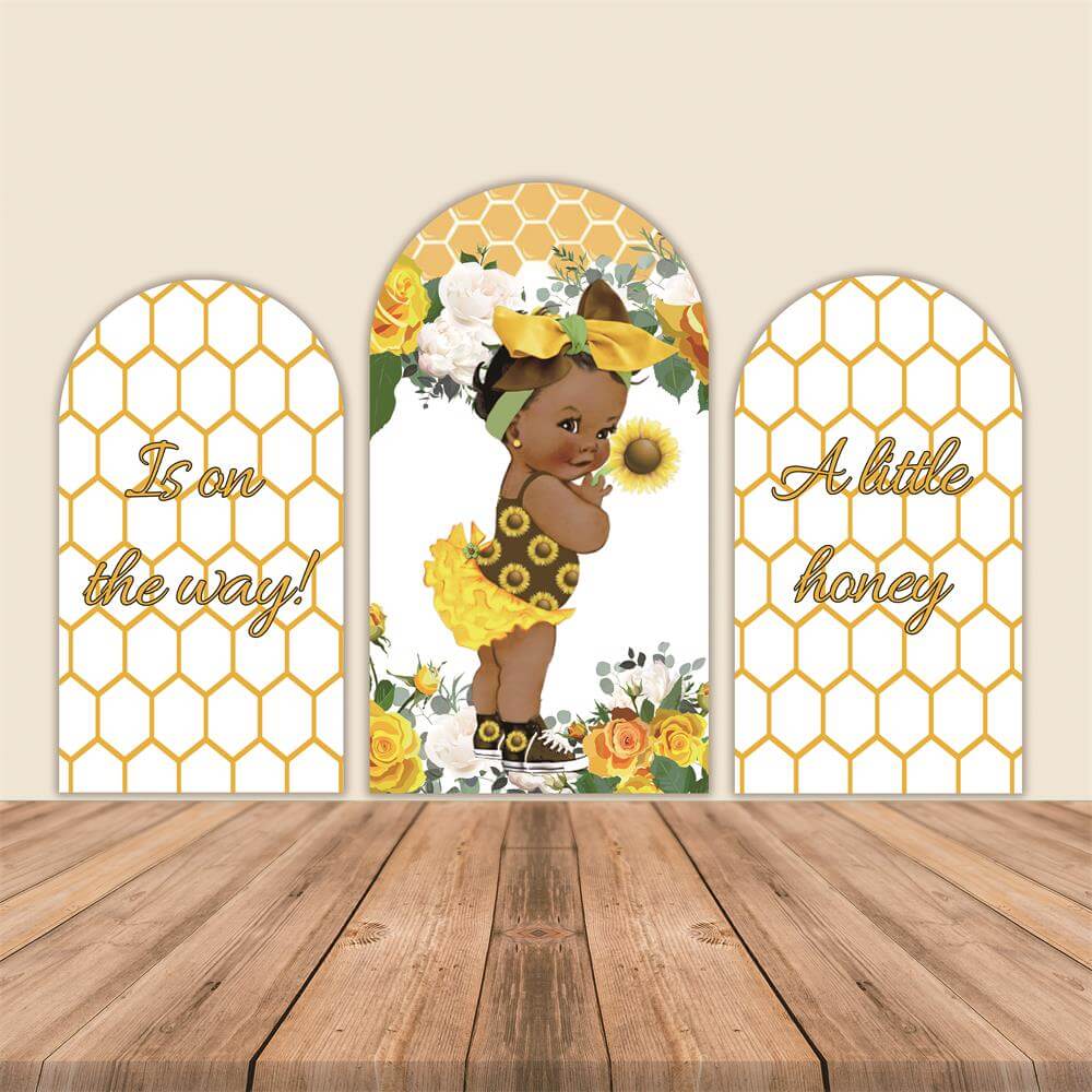 Honey Bee Baby Shower Arched Wall Cover-ubackdrop