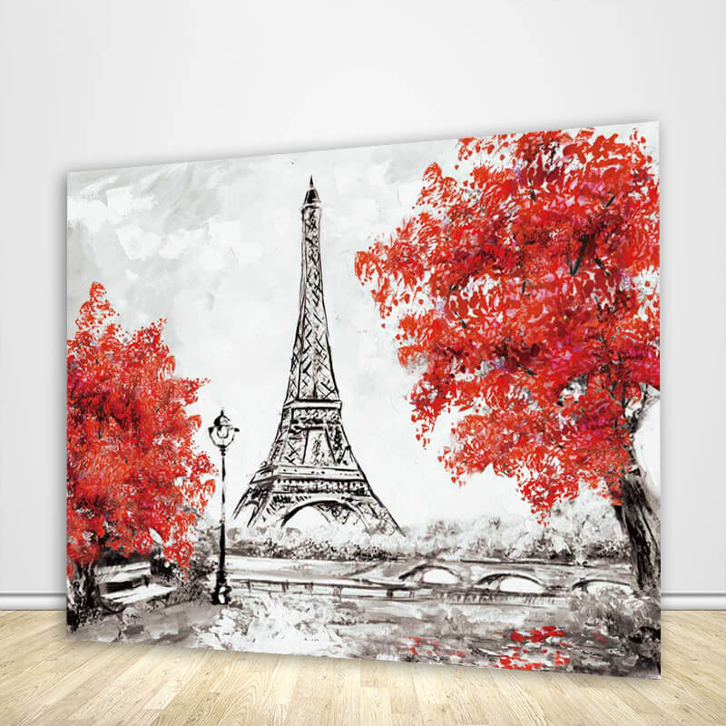 Ink Painting Eiffel Tower Custom Backdrop-ubackdrop