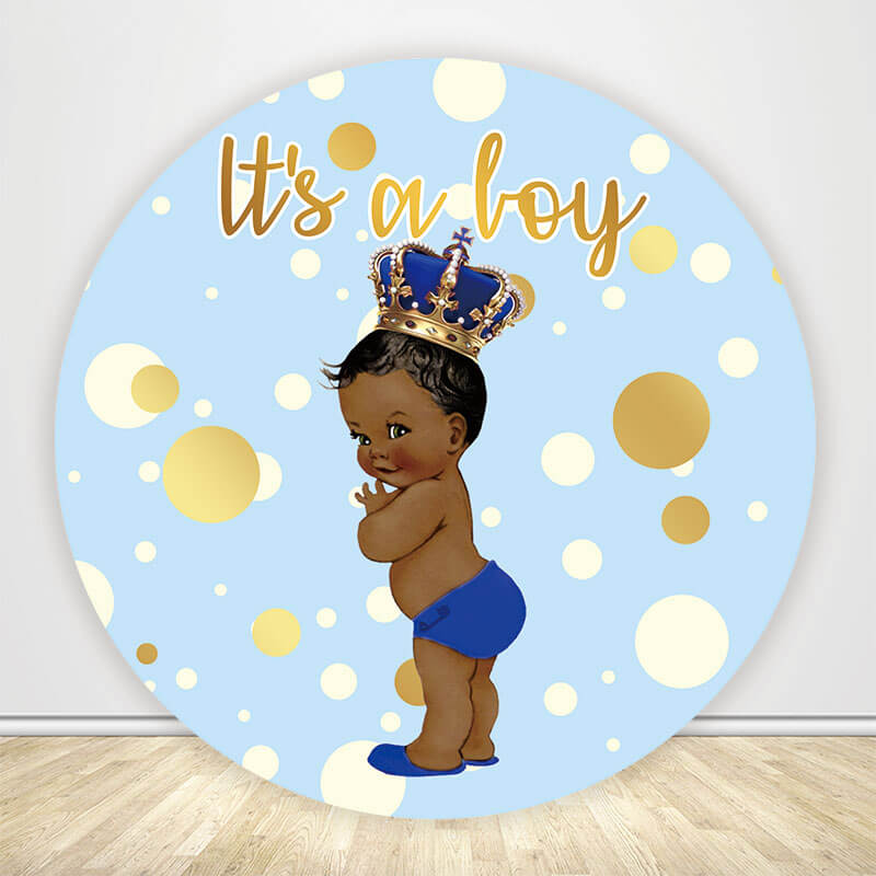 It's A Boy Baby Shower Round Backdrop Cover-ubackdrop