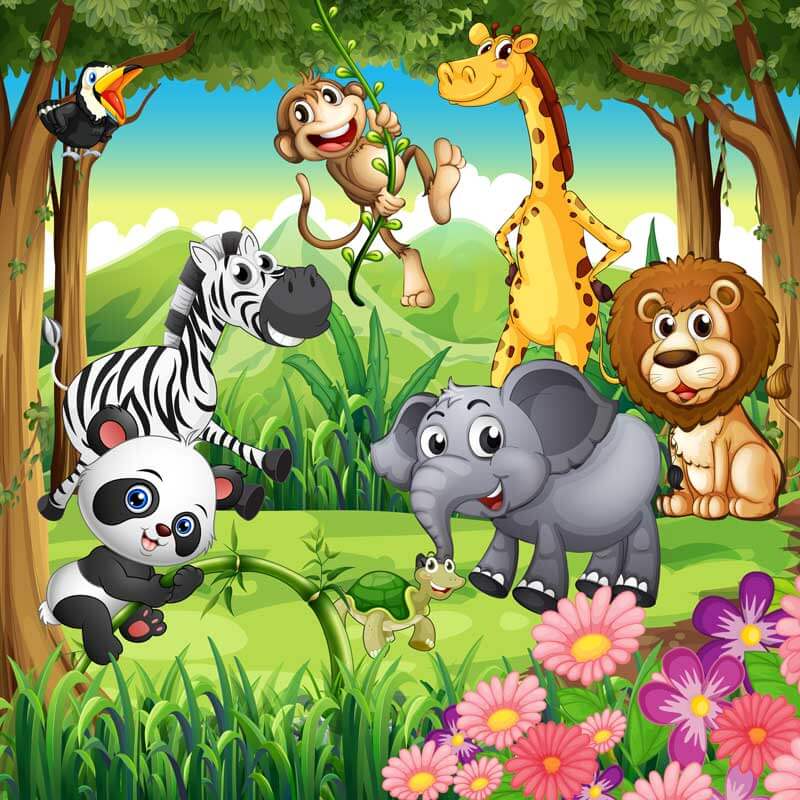 Jungle Animals Baby Shower Backdrop-ubackdrop