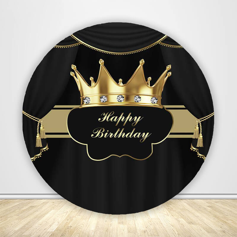 King's Crown Birthday Party Round Backdrop Cover-ubackdrop